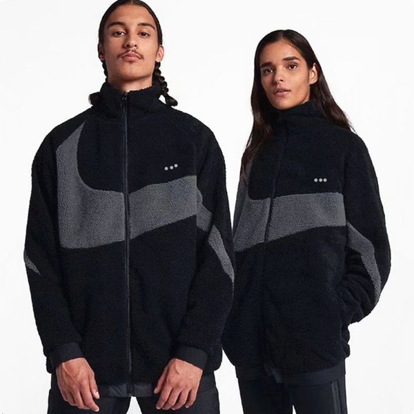 

mens jacket lamb cashmere coat men's two-sided jackets winter style for male women windbreaker fashion with zippers letters embroidery, Black;brown