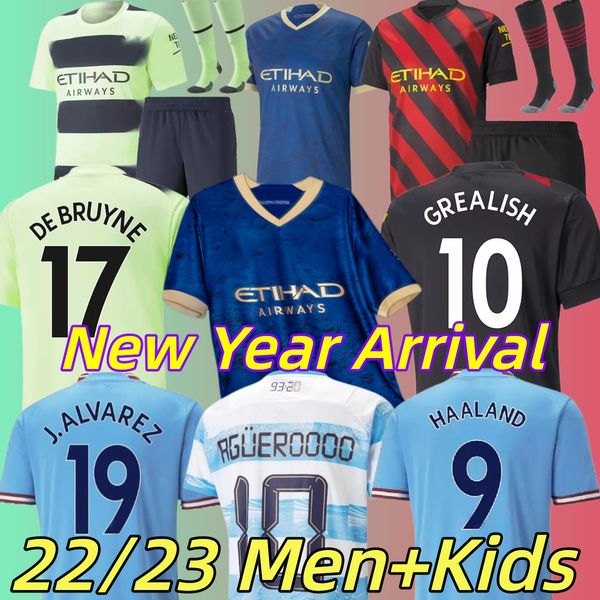 

23 new year haaland chinese soccer jerseys alvarez 2022 2023 grealish foden mans cities football shirt de bruyne gomez bernardo mahrez rodri, Black;yellow