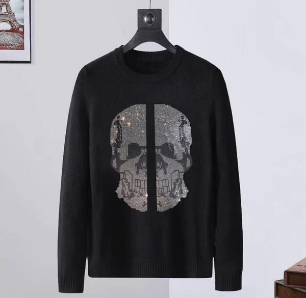 

new borunke rhinestones brand men pullover sweater men's high street fashion casual pullover men male, White;black