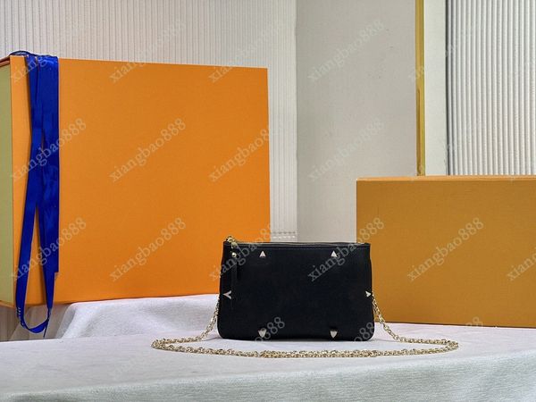 

designers bags womens double zip pochette crossbody embossing bag monograms empreinte letter flower printed shoulder two zipped pockets clut
