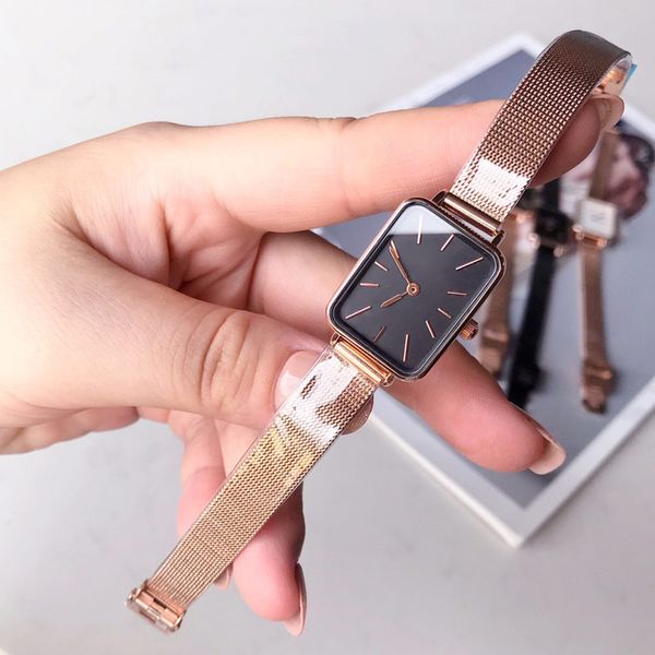 

luxury women rectangle watch brand designer fashion lady watches stainless steel band quartz wristwatches for womens birthday mother's, Slivery;brown
