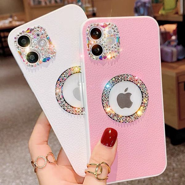 

luxury diamond rhinestone sparkling cute cases for iphone 14 13 12 11 pro max xs xr 7 8plus jewelled glitter silicone leather