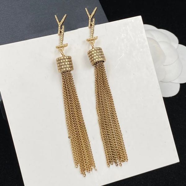 

classic stud fashion designer dangle chandelier tassles earrings for lady women party wedding lovers gift engagement jewelry for bride, Golden;silver