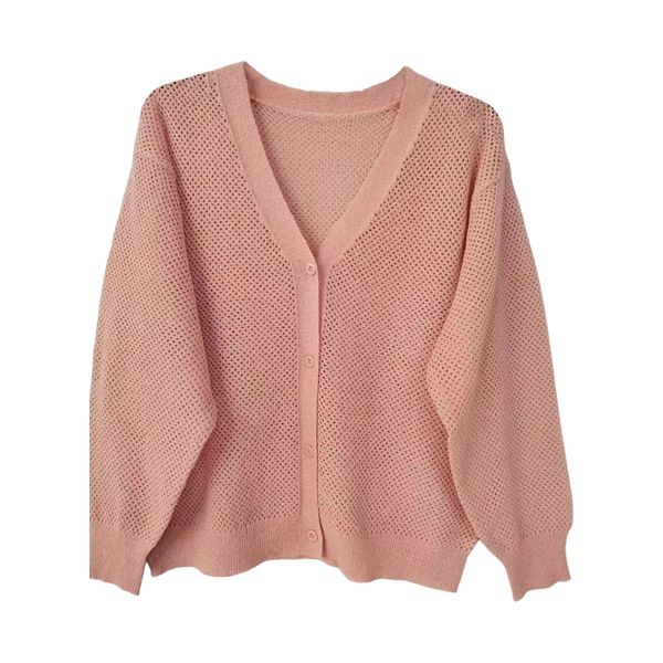 

women's knits ccardigan pullove polyester ammonia yarn design makes the yarn soft comfortable and warm pink, White