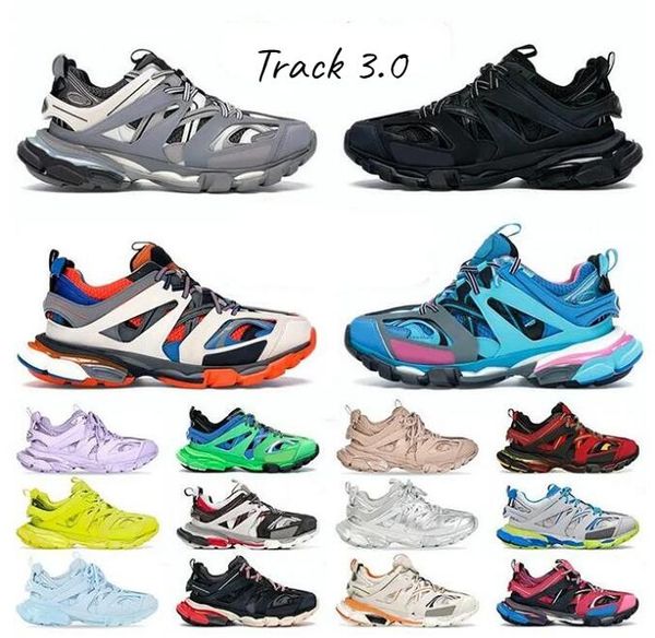 

track 3.0 sneakers triple s platform trainers shoes leather nylon printed 3m fashion women men causal shoes size 35-46, Black
