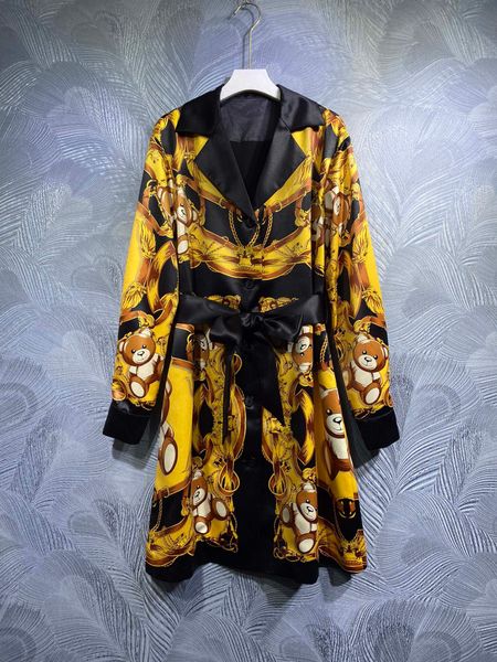 

2022 autumn new polo print premium long sleeve dress, Black;gray