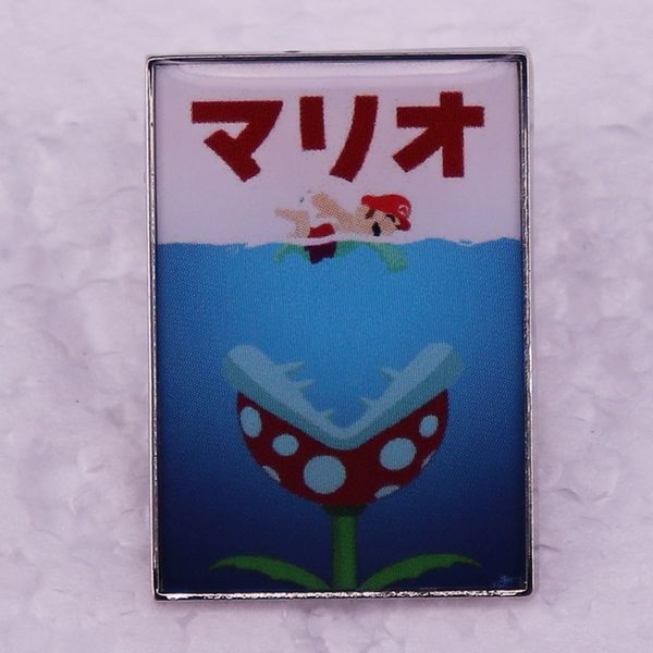 

white shark movie game mixed cartoon poster brooch metal badge pin, Blue