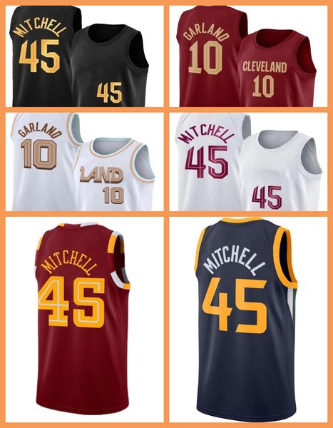 

donovan mitchell jersey cleveland 2022-23 city cavaliers 45 darius garland 10 jerseys kevin love 0 jarrett allen 3caris levert evan mobley c, Black;red