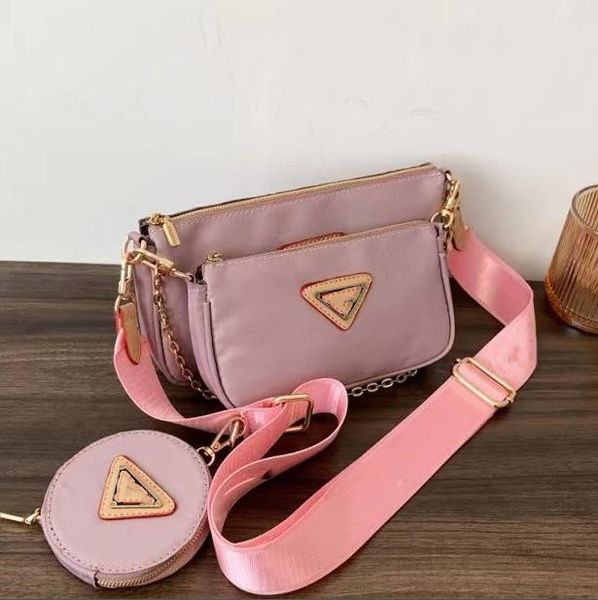 

2022 highs quality re-edition designer bags 2000 nylon leather shoulder bags women crossbody messenger handbag evening totes 3pcs purse whol