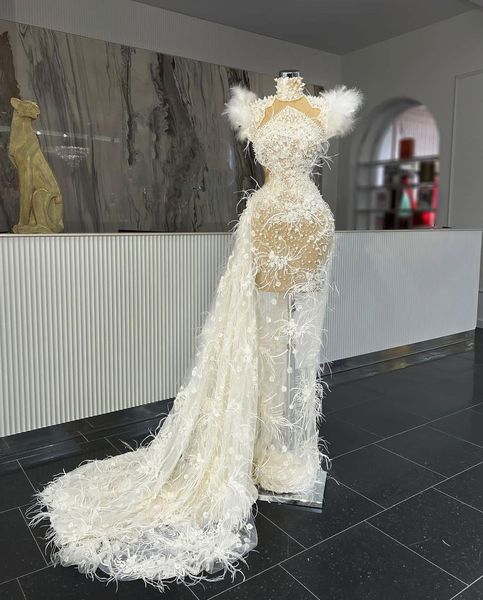 

luxury evening dresses sleeveless halter beaded lace hollow appliques sequins beaded floor length celebrity pearls feather formal prom dress, Black;red