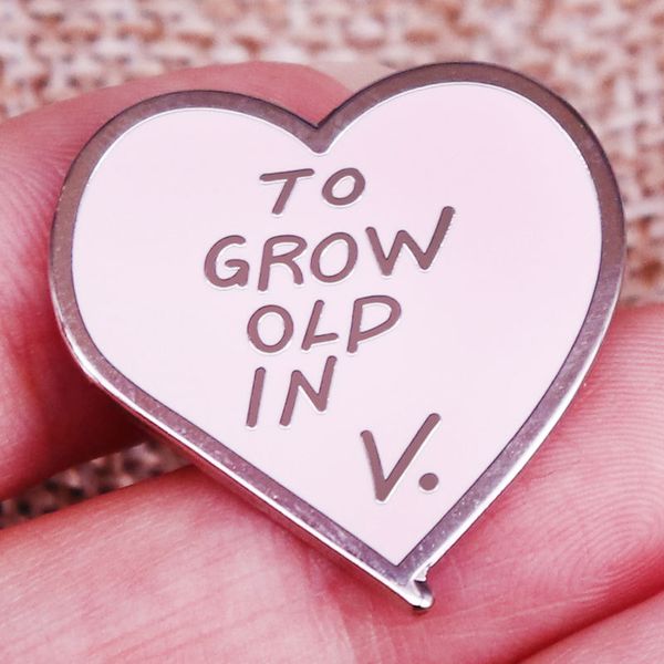 

soft enamel alloy brooch pink heart-shaped to grow old in v pin badges, Blue