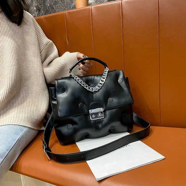 

shoulder bags luxury down handbags women designer ladies soft leather female space pad cotton messenger casual flap 230116