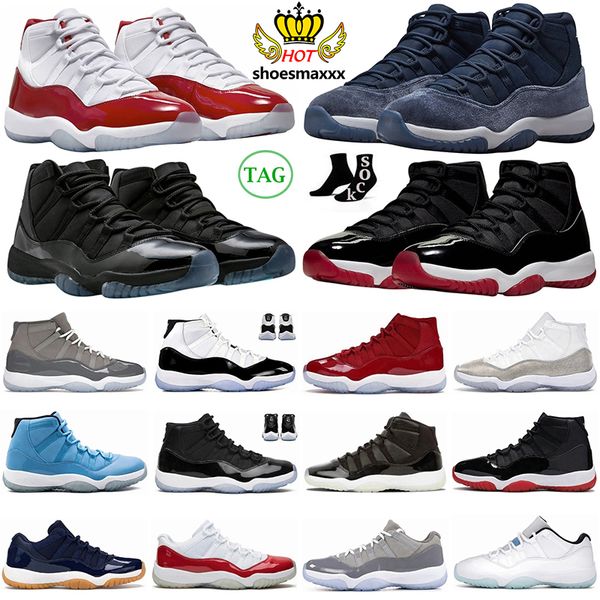 

jumpman 11 basketball shoes men 11s cherry cool grey midnight navy jubilee 25th anniversary concord bred low 72- pantone mens women traine, Black