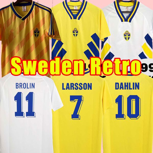 

retro 1994 1988 sweden soccer jersey 94 dahlin brolin schwarz mild limpar andersson larsson ingesson classic football shirts calcio ibrahimo, Black;yellow