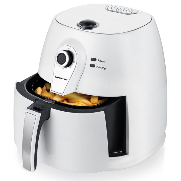 

ovente air fryer 3.2 qt 1400w with adjustable temperature knob white