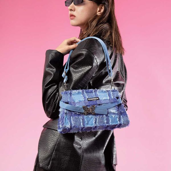 

evening bag kuang hua village creative rough edge lattice messenger women's beast yarn dyed street trend women 0805