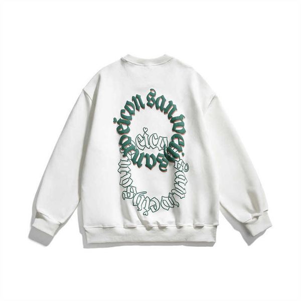 

men's hoodies sweatshirts ancient clothing 2023 autumn youth trend foam print round neck sweater for men and women lovers, Black