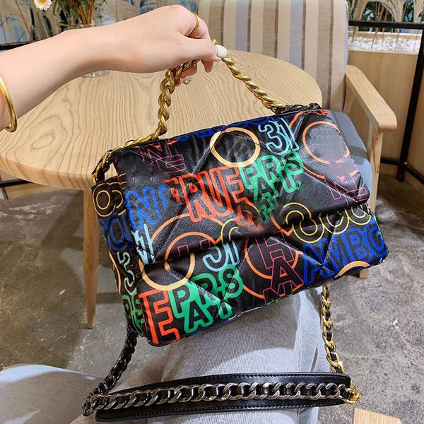 

fashion print 19 women classic flap shoulder bag metal portable diamond lattice luxury designer crossbody handbag multi pochettes card holde