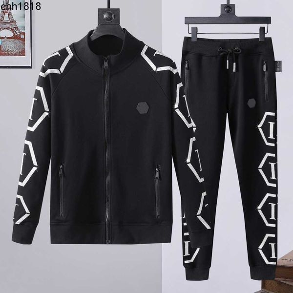 

plein bear men's tracksuits hoodie jacket trousers crystal skull tracksuit mens hoodies casual tracksuits jogger jackets pants sets spo, Gray