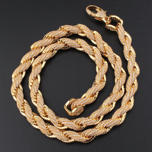 

8mm trendy mens bling chains gold plated bling cz stone twisted rope chain necklace bracelet for men women hip hop chains, Silver