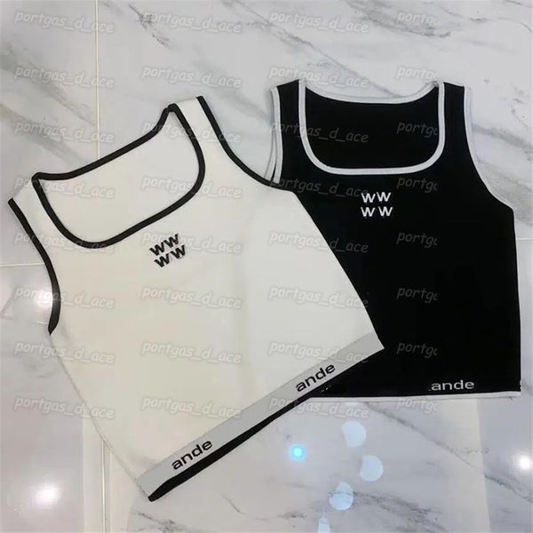 

letters womens t shirt sleeveless knitted cropped tanks vintage knit tank, Black