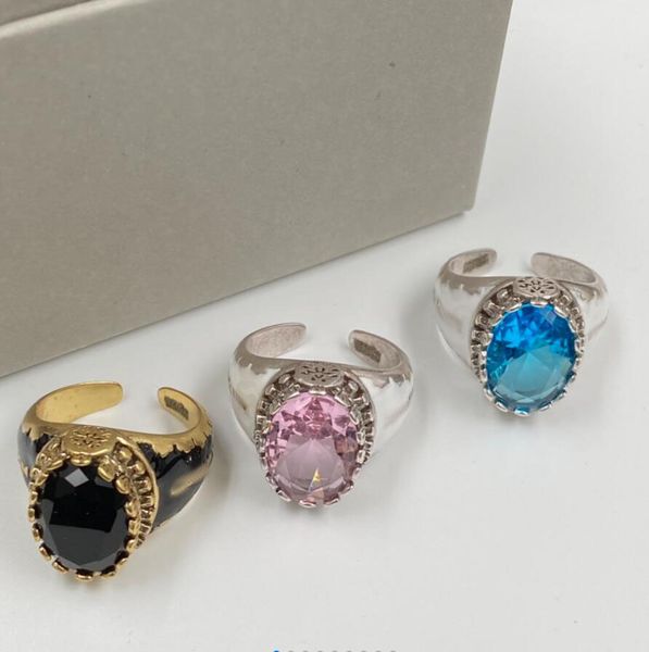 

luxury ring big gemstone crystal rhinestone band open rings bague for men women lady party wedding lovers gift engagement designer jewelry, Silver
