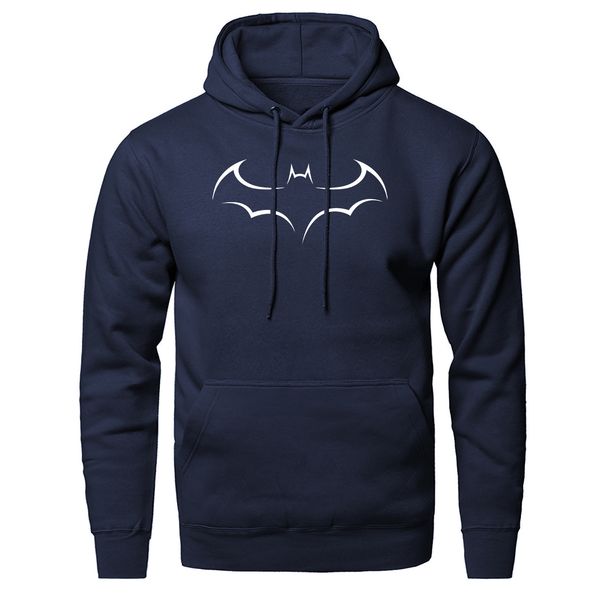 

mens hoodies sweatshirts men bat print solid color fleece plus thick sweatshirts hooded hoodies style trend print spring autumn casual cloth, Black