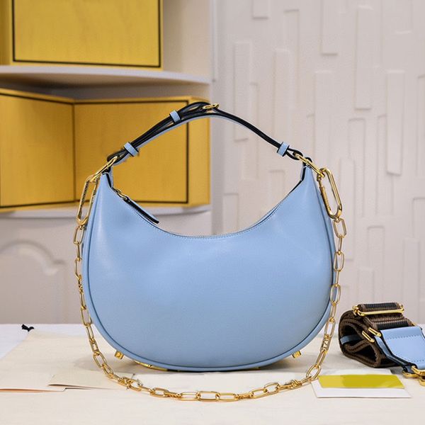 

chain axillary bag half moon crescent bags cross body purse handbags bottom classic letter crescent shaped canvas leather wallet double shou