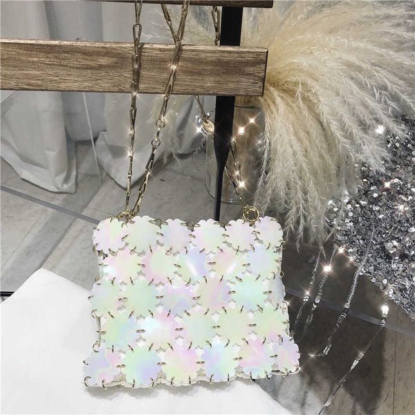 

evening bag women bag designer silver laser sequins chain woven s clutch female