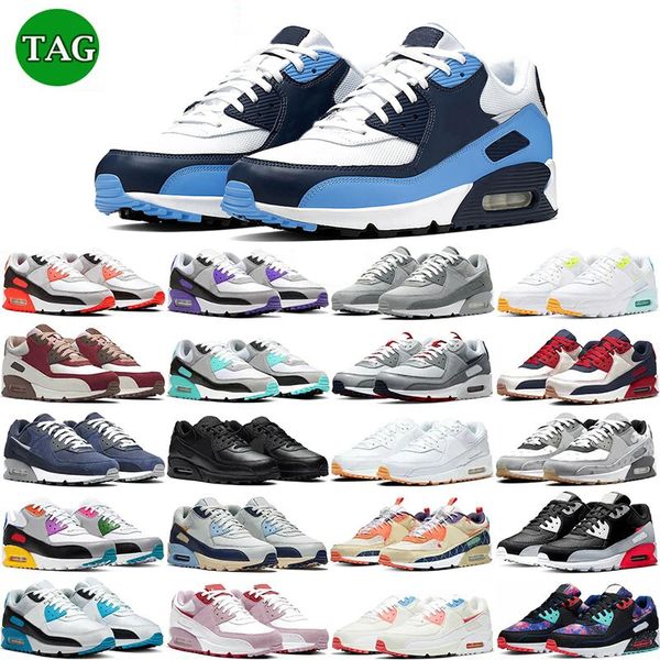 

unc 90 mens running shoes 90s triple black white obsidian white gum polka flyleather infrared blue void grey usa men women trainers sports s