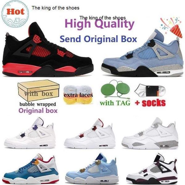 

jumpman 4 with box basketball shoes 4s women men sports sneakers military black cat white oreo red thunder sail university blue patent bred2