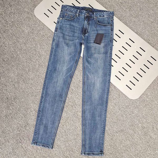 

new men's stretch jeans luxury brand design casual slim straight pants, Blue