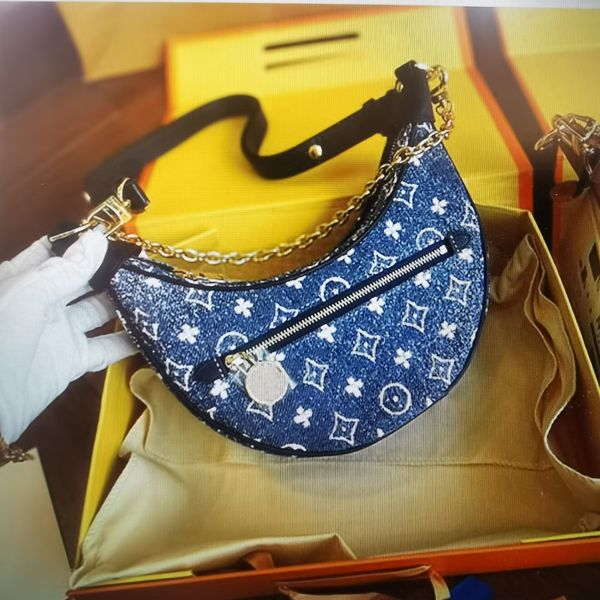 

womens shoulders bag half moon baguette old flower luxury women leather trim shoulder handbag monograms colorful fashion wallet purse