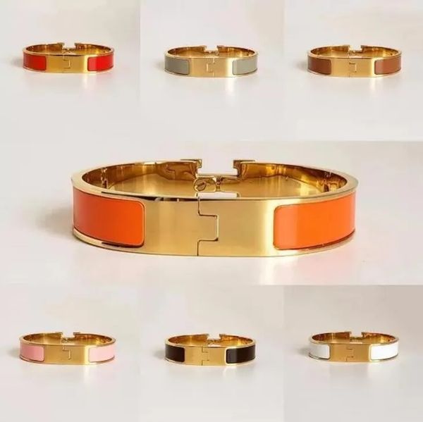 

luxury jewelry bangle bracelet classics orange designer fashion bangle stainless steel gold buckle multi-style bracelet, Black