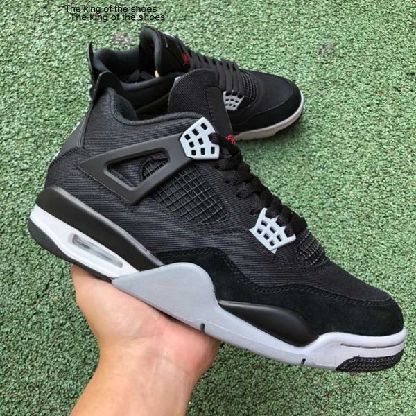 

2023 ogwith box 4 4s mens basketball shoes black canvas light steel grey white fire red high cut men trainers sports sneakers dh7138-006 qua