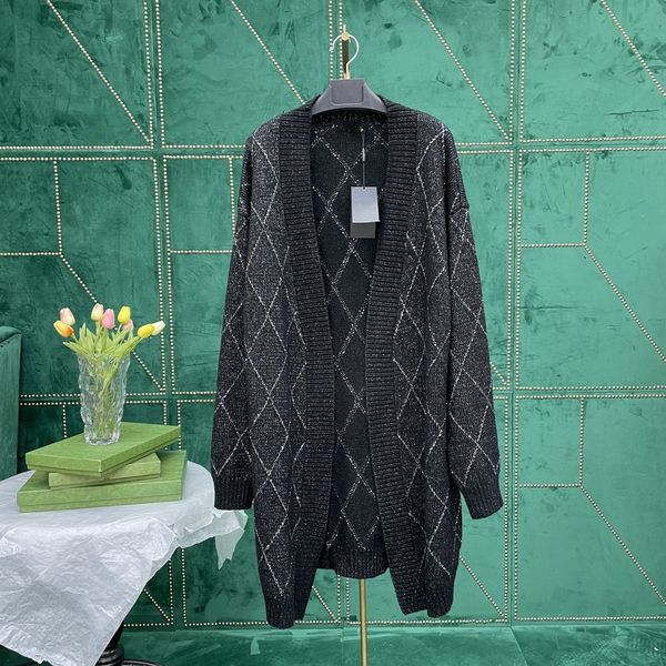 

temperament new lazy casual wool knitting long cardigan, White;black