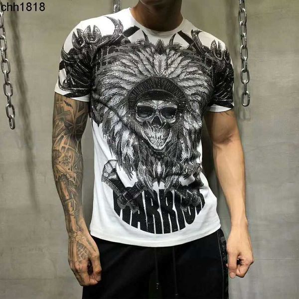 

plein bear t shirt pp mens clothing shirt tshirts brand clothing men's rhinestone graphic t-shirt skull printed bling stone classical h, White;black