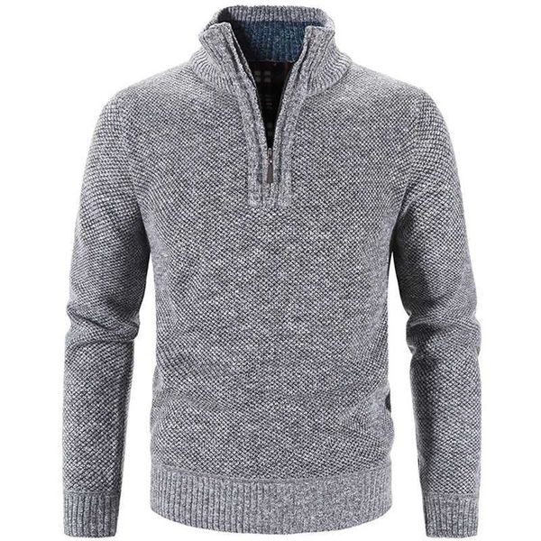 

winter men's fleece thicker sweater half zipper turtleneck warm pullover quality male slim knitted wool sweaters for spring, White;black