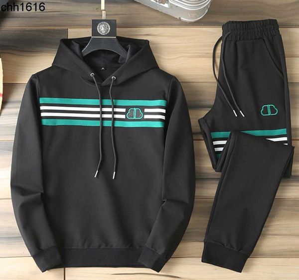 

sportswear men's new casual fashion sweater hooded business suit two-piece suit large size fashion, Gray