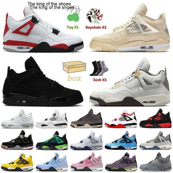 

2023 ogwith box women mens jumpman 4 basketball shoes 4s pn dust red cement a ma maniere sail white oreo black cat midnight navy bred milita
