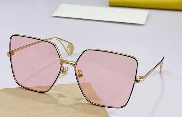 

0436 square sunglasses gold metal pink lens women fashion sun glasses shades with box, White;black