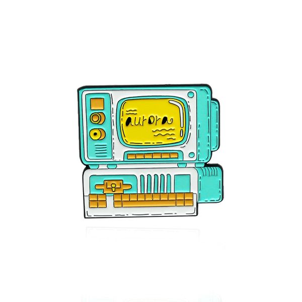 

cartoon intelligence visible voice conversation control the shape of the machine metal brooch trend accessory badge pin, Blue