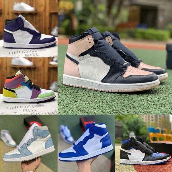 

jumpman 1 1s high sports basketball shoes men women atmosphere haze stealth bio hack shadow 20 bred patent new love hyper royal dark m vdgv, Black