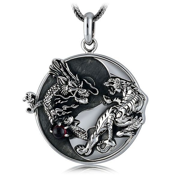 

initial pendant domineering men antique flying dragon tiger ancient god animal pendant necklace retro multiple style pendants necklaces wome, Silver