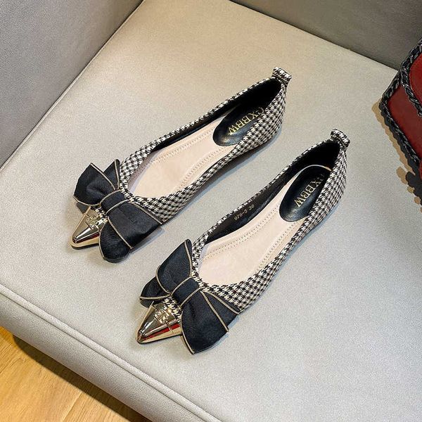 

dress shoes spring new shallow flat bottom bow casual roman style single shoe pointed versatile women's shoes, Black