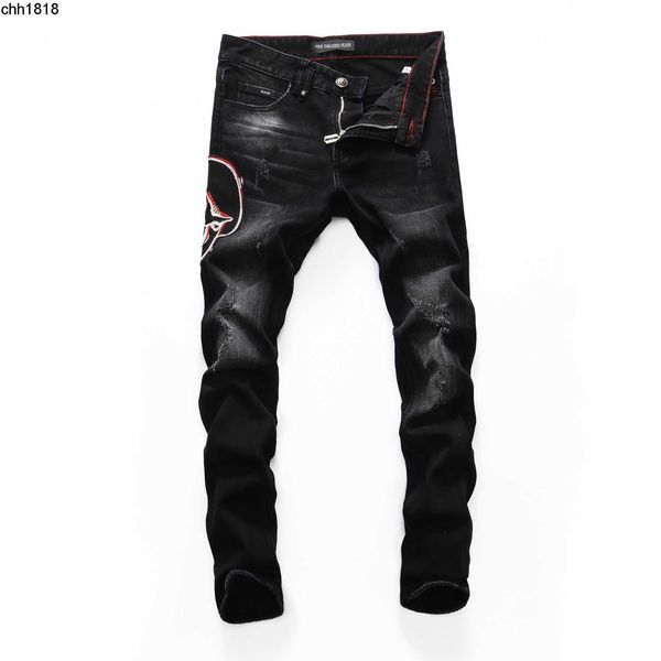 

pink paradise plein classic fashion man jeans rock moto mens casual design ripped jeans distressed skinny denim biker plein jeans black, Blue