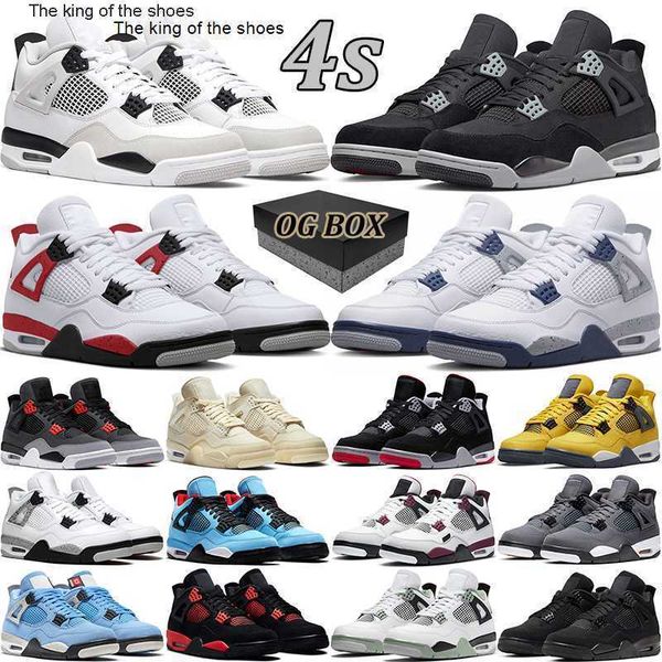 

og box 4 retro basketball shoes military black canvas 4s midnight navy red cement men women sail university blue thunder infrared bred black
