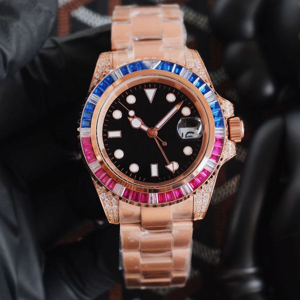 

watch mens watch color bezel wristwatch automatic movement waterproof 40mm stainless steel strap fashion wristwatches business watches, Slivery;brown