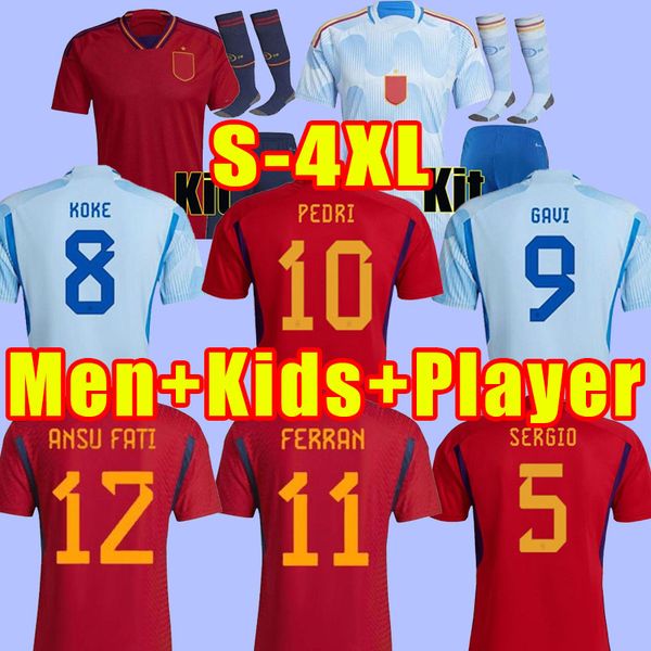 

2022 spain soccer jerseys pedri ferran torres morata gavi football shirt ansu fati koke azpilicueta men and kids kits 2023 fans player versi, Black;yellow