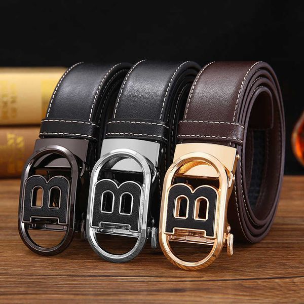 

2023 men high-quality cowhide belt letter automatic buckle fashion pants belts width 3.5cm luxury designer belt, Black;brown
